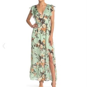 NWOT Free Press Green Floral Dress